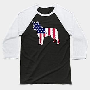 Australian Cattle Dog Lovers American Flag 4th of July Gift Baseball T-Shirt